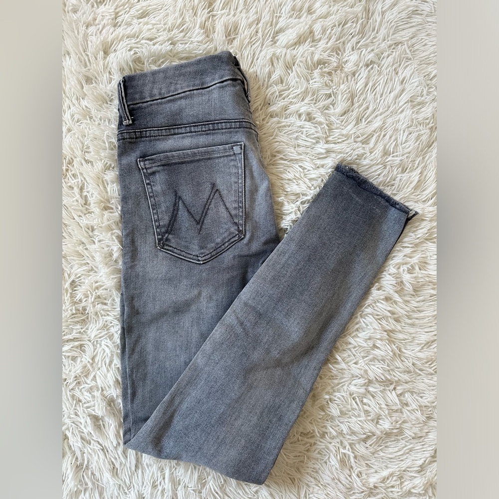 Mother High Waisted Looker Ankle Fray Jeans Size 26 Huntress Grey